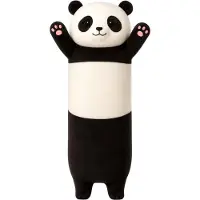 Lean Toys Pluche Panda Mascotte Kussen Langwerpige Roller Zwart En Wit 70cm