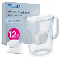 Brita Waterfilterkan Style Essential Cool - 2,4L - Wit - incl. 12x MAXTRA PRO Pure Performance Waterfilterpatronen - past in de koelkast, met Smart LED Light & klapdeksel