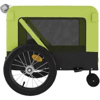 vidaXL Fietsaanhanger voor honden, groen en zwart, Oxford-stof en ijzer