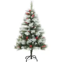 vidaXL Kunstkerstboom Groen en wit 150 cm PVC en Metaal en Plastic