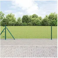 vidaXL Hekpaal met betonnen voet 13 st Groen Gepoedercoat staal