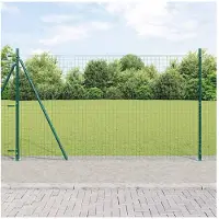 vidaXL Hekpaal met betonnen voet 13 st Groen Gepoedercoat staal