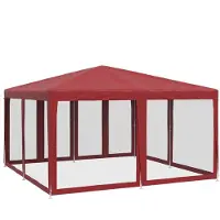 vidaXL Partytent met 8 mesh-zijpanelen, rood, 4x4 meter, HDPE