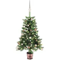 vidaXL Kunstkerstboom Met Led's En Kerstballen 90 Cm Groen