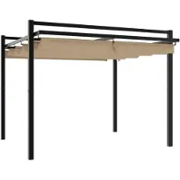 vidaXL Prieel met uittrekbaar dak 3x3 m aluminium crèmekleurig