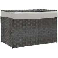 vidaXL Wasmand met deksel 55,5x35x34 cm poly rattan grijs
