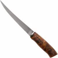 Roselli Big Fillet Knife R255, Carbon Steel, Stained Curly Birch, fileermes, 19 cm