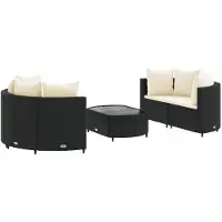 vidaXL 5-delige tuinmeubelset met kussens, zwart, polyrotan