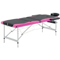 vidaXL Massagetafel inklapbaar 3 zones aluminium zwart en roze