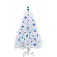 vidaXL Kunstmatige Hinged Kerstboom Wit 120 cm PVC en Staal