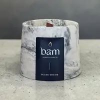 Bam Kaarsen Black Orchid Geurkaars – Cone Collectie – Houten Wiek – Zwart Gemarmerd Handgemaakt Potje – 100 g – 30 Branduren - zwarte orchidee