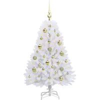 vidaXL Kunstmatige Hinged Kerstboom Wit 120 cm PVC en Staal