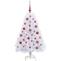 vidaXL Kunstmatige Hinged Kerstboom Wit 120 cm PVC en Staal