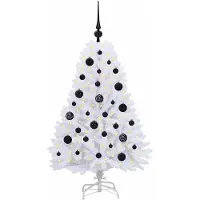 vidaXL Kunstmatige Hinged Kerstboom Wit 120 cm PVC en Staal