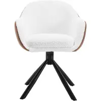 Happyment Eetkamerstoelen Supria - Set van 2 - Draaibaar - Fauteuil - Keuken - Voor eettafel - Wit - Stof
