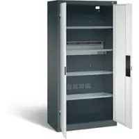 C+P acculaderkast Basic met deuren van massief plaatstaal, H 1950 x B 930 x D 500 mm, antraciet/lichtgrijs