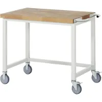 RAU Werkbank serie 8000, verrijdbaar, werkblad massief beukenhout, B 1000 x D 700 x H 880 mm