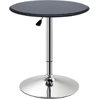 HOMCOM -Bartisch-Chromstahl, Holzwerkstoff, Kunstlederbezug-63L x 63B x 67-93H cm-Schwarz
