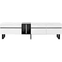 STILVORA TV-Lowboard - Met Klapvak En Open Vakken - Ruime Opbergruimte En Verstelbare Poten Voor Woonkamer En Entertainment - Spaanplaat - 180x38x45 cm - Wit
