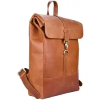 Beocca Bryce Leren Rugzak met 17 inch Laptopvak - Rugtas van Plantaardig Gelooid Leer - Handgemaakt - YKK Rits - Inclusief Leren Etui - Duurzaam en Ruim - Cognac