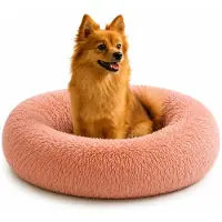 Belviona Donut hondenbed, zacht hondenmand, comfortabel & antislip Ø60 cm oudroze