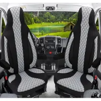 BREMER SITZBEZÜGE Premium Camper stoelhoezen voor Carthago WPL401 in Zwart/Grijs (2 losse stoelen)