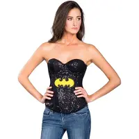 Rubies - Batgirl & Batwoman & Catwoman Kostuum - Superheld Batgirl Glitter Korset Vrouw - geel,zwart - Maat 42-44 - Carnavalskleding - Verkleedkleding