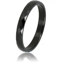 My Bendel - Keramieken Ring Facet Geslepen Zwart 3mm - Keramieken Ring • Facet Geslepen • 3 Mm • Zwart - met Luxe Cadeauverpakking | Sieraden Voor Dames | Maat 17.00 Mm / Maat 53