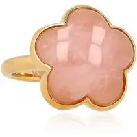 My Bendel - Bloemen Ring • Rose Quartz - met Luxe Cadeauverpakking | Sieraden Voor Dames | Maat 19.00 Mm / Maat 60