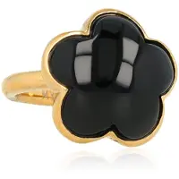 My Bendel - Bloemen Ring • Onyx - met Luxe Cadeauverpakking | Sieraden Voor Dames | Maat 16.00 Mm / Maat 50