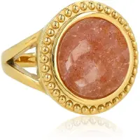 My Bendel - Vintage Ring met Ronde Edelsteen • Berry Quartz - met Luxe Cadeauverpakking | Sieraden Voor Dames | Maat 17.00 Mm / Maat 53
