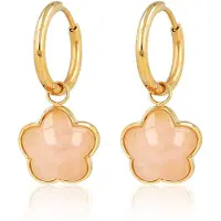 My Bendel - Oorbellen met Bloem Hanger • Rose Quartz - met Luxe Cadeauverpakking | Sieraden Voor Dames
