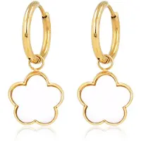 My Bendel - Oorbellen met Bloem Hanger • Witte Aventurijn - met Luxe Cadeauverpakking | Sieraden Voor Dames