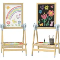 AIYAPLAY Kids Easel-Grenenhout, MDF-48,5L x 46,5B x 97H cm-Natuurhout