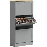 HOMCOM Klapbare schoenenkast - Spaanplaat - 60x23,5x115cm - Grijs