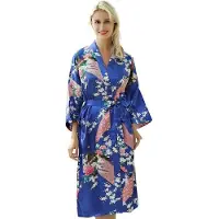 La Señorita Chinese Kimono badjas ochtendjas blauw satijn dames maat S