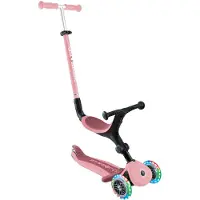 Globber GO-UP ACTIVE LIGHTS – 3-in-1 driewieler, loopfiets en scooter, 120/80 mm, driewieler, in hoogte verstelbaar, pastelroze