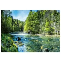 WALLARENA - Fotobehang - 300x210 cm - 3D waterval bos natuur landschap muurdecoratie