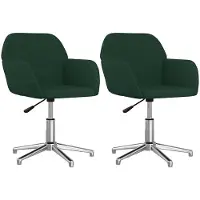 vidaXL Eetkamerstoelen draaibaar 2 st stof donkergroen