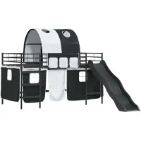 vidaXL Bunkbed voor kinderen met gordijnen Zwart 100 x 200 cm Metaal