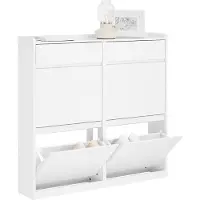 SoBuy Schoenenkast - FSR169-W - Incl. 4 kleppen - 98 x 95 x 19 cm - Wit