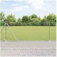 vidaXL Hekpaal met betonnen voet 52 st zilver Gepoedercoat staal