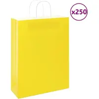 vidaXL Papieren zakken 250 st met hengsels 32x12x42 cm geel