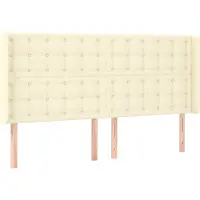 vidaXL Hoofdbord met randen 163x16x118/128 cm kunstleer crèmekleurig