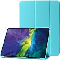 Mobigear Tablethoes geschikt voor Apple iPad 11 (2025) Hoes | Tri-Fold Gel Bookcase - Turquoise
