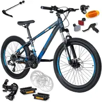 DaviBikes Montaro – Kinderfiets – 24 inch – 21 versnellingen – Shimano – Schijfremmen – 130-160 cm – Grijs/Blauw – Jongen