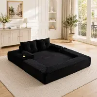 MODFU - Slaapbank - Corduroy - Zwart - 2 Persoons