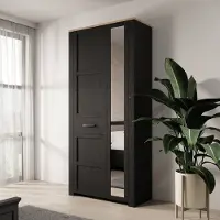 Meubella - Borello - Kledingkast 2 deurs - Zwart - 94x42x205 cm