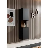 Meubella | vitrinekast mat zwart 36x29x138 met verlichting