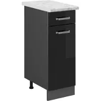 Vicco Keukenonderkast R-Line Zwart hoogglans 30 cm WB Marmer, Model 45534